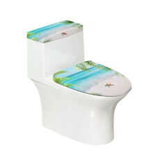 Toilet Lid Covers Set 2-Piece Elastic Fabric Stretchy Fabric for Friends Tropical Beach Scene