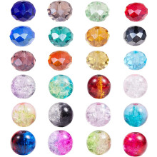780pcs 24-Color Crystal Glass Beads for Jewelry Making: 300pcs Crackle + 480pcs Briolette Faceted Beads for Necklaces & Bracelets
