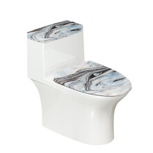 Marble Bathroom Toilet Cover Set Elastic Bottom & Non-Slip Toilet Top Cover Set Stretchy Fabric 2 Piece