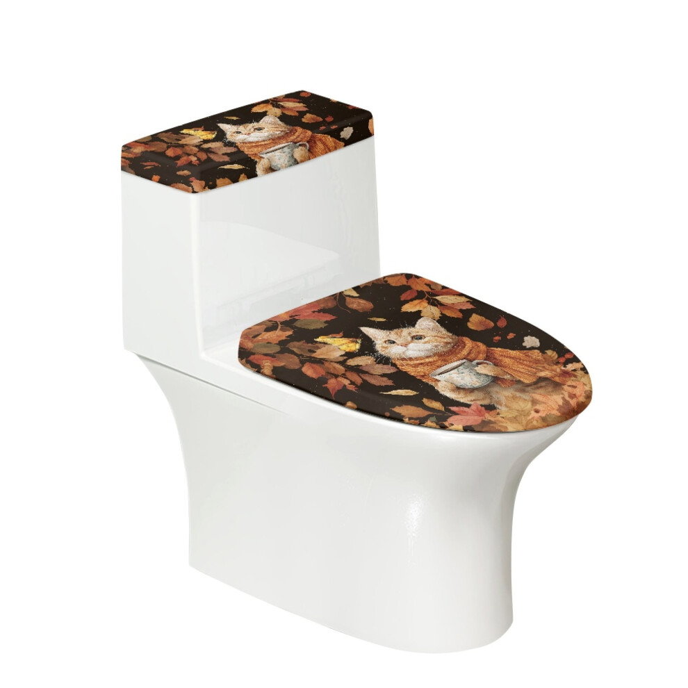 Toilet Lid Covers Set Pack Of 2 17X21 Inches Adds Holiday Charm Holiday Autumn Leaf 9028731559896