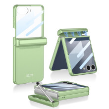 Samsung Galaxy Z Flip7 Cover med fuld hængselbeskyttelse, stylus + holder, hærdet glas, ultratyndt og let – kompatibel med Samsung Galaxy