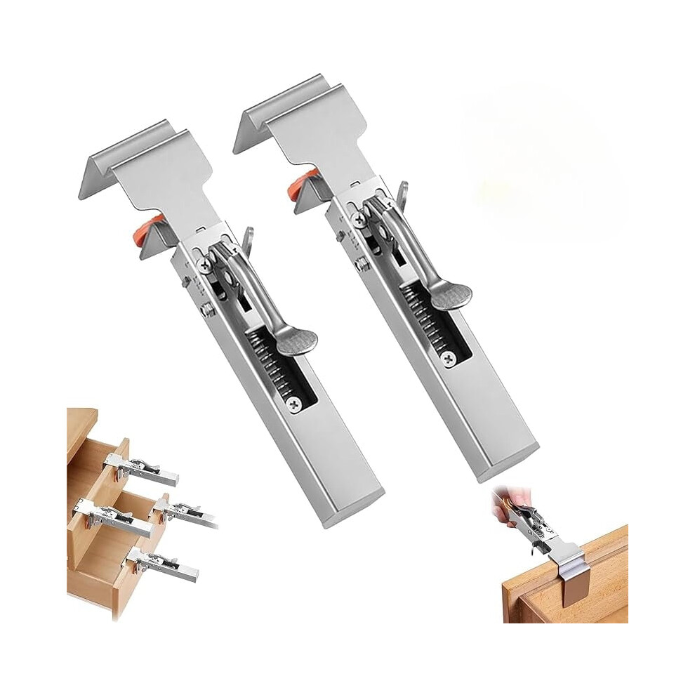 Stainless Steel Adjustable Panel Fixing Clamps For Drawer Fronts & Cabinet Assembly (2 Pcs), Compatible With Standard Cabinets 9028731573403
