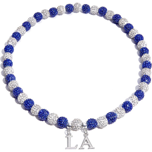 Colar de beisebol com strass, 45 cm (18 polegadas), com pingentes com as letras do time.