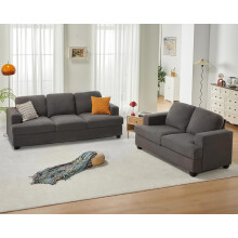 VANACC Modern Sofa Set Grey Bouclé 2-Piece