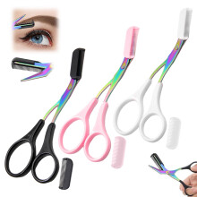 Ciseaux à sourcils de précision en acier inoxydable - Petits ciseaux droits multi-usages pour les cils, le nez et les poils du visage - Outils de