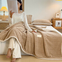 Khaki Flannel Warm Thick Blanket, Full/Queen Size Sherpa Fleece Throw – 78.74x59.06 in