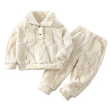 Småbørn Pige Dreng 2-delt Fuzzy Jogging Outfit Sweatshirt og Joggingbukser Tøjsæt Børn Blød Varm Vinter Sweatshirt Hvid 3-4 År