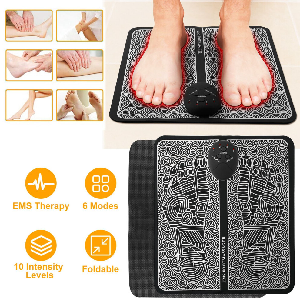 EMS Electric Foot Massage Stimulator Pad Foldable Massage Mat w/ 6 Modes