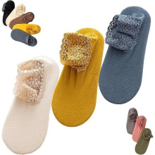 Fashion Lace Warmer Socks, Lace Socks Women For Autumn And Winter, Comfortable & Non-Slip Plush Home Floor,l Winter Ruffle Non Slip Ankle Sock