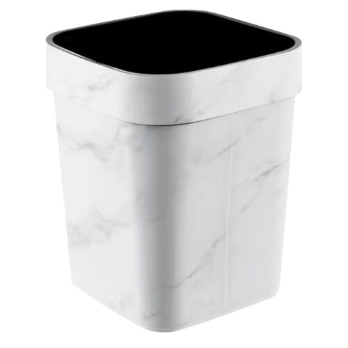 White Plastic Trash Can with Stable Structure for Home Use Modern Kitchen Rubbish Bin