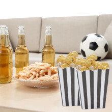 Popcorn Boxes, Striped Party Supplies, Durable Food Packaging Cartons, Birthday Celebrations and Movie Nights, Event Planners and Hosts