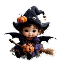 Acrylic Car Charm Halloween Car Ornament Cartoon Witch Cat 2d Flat Acrylic Pendant for Rearview Mirror Cute Car Hanging Decoration Fun Auto for Kids