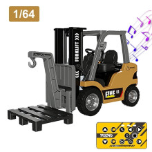 RC Forklift Toy 1/64 Scale Rechargeable 2-in-1 Lift and Hook