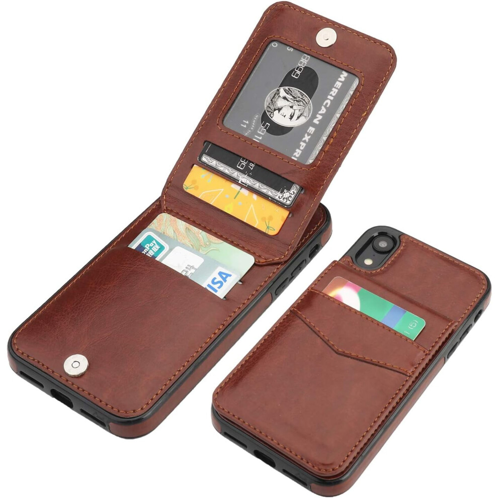 Compatible With Iphone Xr Case: Premium Leather Wallet With Card Holder, Magnetic Clasp & Kickstand Brown 9028731928333