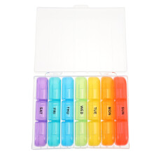 21 Compartment Pill Box Large Organizer Mini with Labels Travel Medicine Kit Boxes