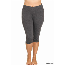 Dam Essential Basic Bomull Spandex Stretch Nedanför Knä Långa Capri Leggings