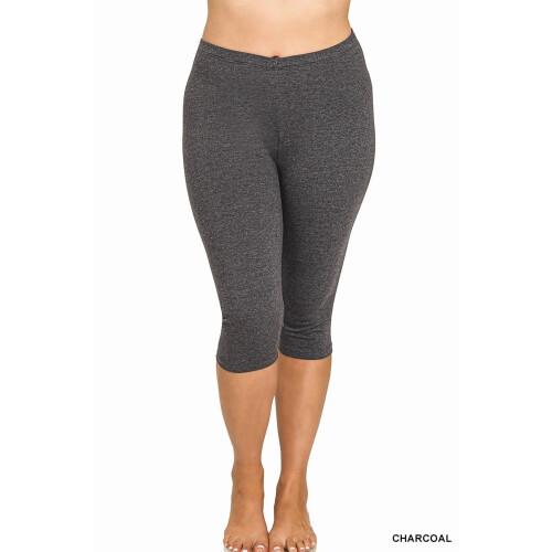 Women's Essential Basic Cotton Spandex Stretch Below Knee Length Capri Leggings