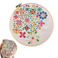Beginner Embroidery Practice Kits for Adults Easily to Learn Floral Crosses Stitching Starters Kits for Kids Flower Hand Craft DIY