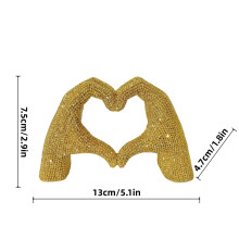 Resin Heart Ornament with Beads Pink Gold Home Decor