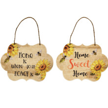 Wooden Sunflower Door Sign with Happy Bee Day Plaque – Vintage Garden & Home Decor, Housewarming Gift