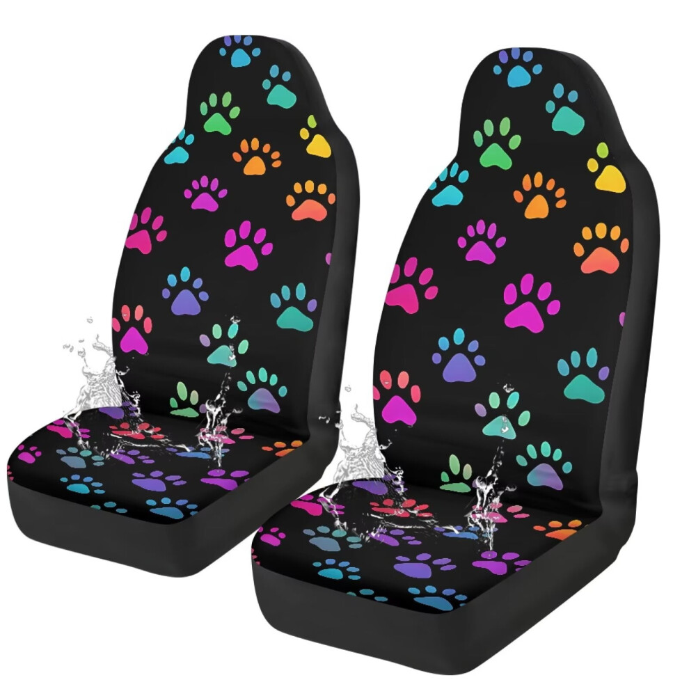 Colorful Dog Paws Car Seat Covers Â Waterproof, Stretch Polyester, Easy Install, Universal Fit For Cars/Suvs/Trucks 9448483397698
