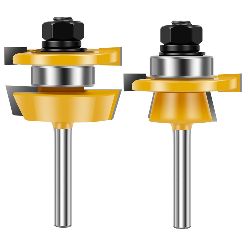 2Pcs Shaker Rail And Stile Router Bit Set Portable 1/4 Inch Shank Woodworking Tongue And Groove Router Bit Carbide Tip Router Bit For Cabinet Door 9448483399913
