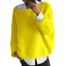Rundhalstrøjer til kvinder Sweater til kvinder Pullovertrøjer til kvinder Pullovertrøjer til kvinder Strøjer Dametrøjer Gul L