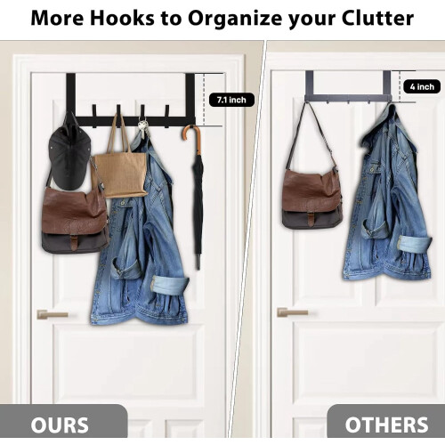 Over-the-Door Hook Rack Black 12 Hooks 1 Pack 2