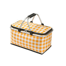 Coș de picnic izolat, rezistent, cu grilă galbenă, pentru mese convenabile în aer liber