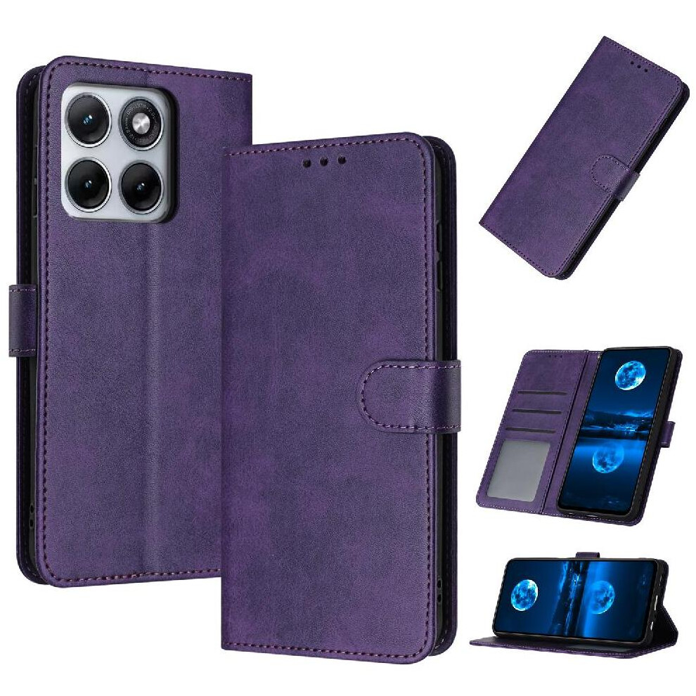 () Flip Case For Motorola Edge 70 Fusion Pure Colour With Buckle Kickstand With Card Slot Pu Leather 764563204793