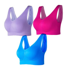 Pack de 3 sujetadores deportivos sin costuras, sin aros, para yoga, con almohadillas extraíbles para mujer.