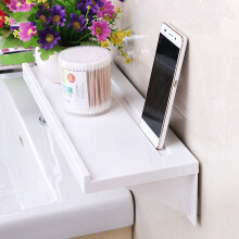 NICEXMAS 1Pcs Small Shelf For Bathroom Suction Cup Storage Rack White Plastic 39x15x10Cm