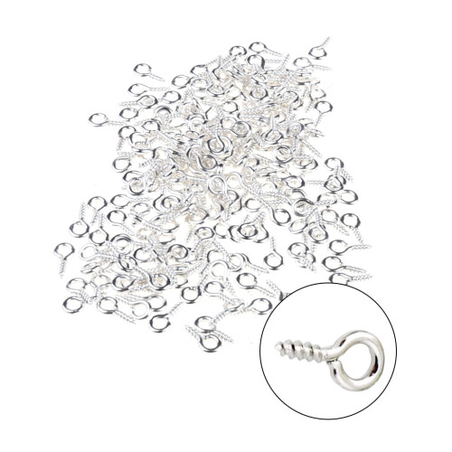 Mini Screw Eye Pins Jewelry Hooks Silver 600 pcs 1