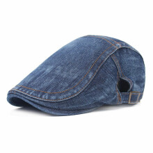 Herre Blå Denim Peaked Ivy Cap Golf Driving Flat Cabbie Newsboy Beret Hat