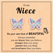 Hypoallergenic Butterfly Earrings for Daughter/Granddaughter/Niece, Valentines Christmas Birthday Gifts for woman