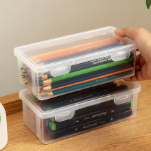Extra Large Stackable Clear Plastic Pencil Box – Translucent Storage Organizer for Pens, Pencils, Erasers, Tape, Gel Pens; Compatible with Standard