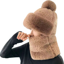 3-in-1 Beanie with Scarf & Mask, Warm Thermal Ski Mask Hat for Women – Coffee