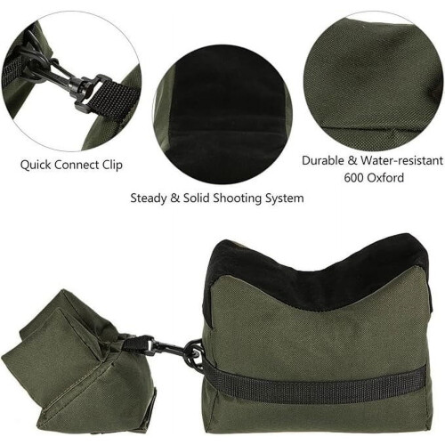 Refillable Sandbag Shooting Rest for Rifle Stabilization – Front/Rear Bench Rest, Compatible with Hunting & Target Practice 2