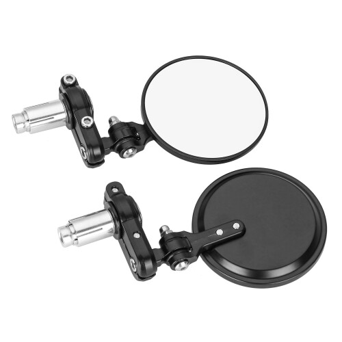 Motorcycle Mirrors Black Round Bar End Side Mirrors