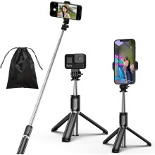 4-in-1 Extendable Selfie Stick Tripod with Detachable Wireless Remote, Compatible with iPhone, GoPro & Smartphones