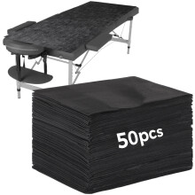 50PCS Disposable Massage Table Sheets, 70.9"x31.5", Black Non-Woven, Thickened Spa Bed Covers – Compatible with Standard Tables