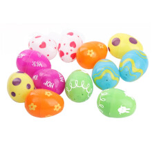 12pc Fillable Plastic Easter Eggs Party Supply Pack Assorted Pattern Prints