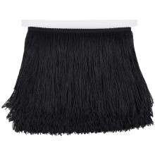 11 Yds 6" Black Chainette Fringe Trim Ribbon for Latin Dance Dresses, DIY Clothing, Lamp Shades & Pillows – Compatible with Sewing