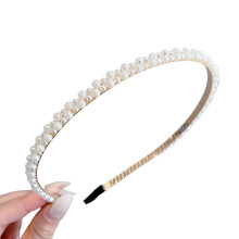 Xinwanna Headband Faux Pearl Smooth Solid Color Elastic Anti-slip Decorative Lightweight Narrow Waved Hair Hoop Hair Accessories (Type E)