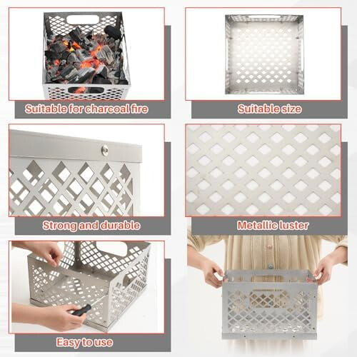 Καλάθι κάρβουνου 12"x12"x7,5" για καπνιστήριο offset – Αξεσουάρ ψησταριάς από ανοξείδωτο 2