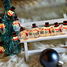 AuroraX Cute Christmas String Lights Lights Up Bohemian Christmas Snowman Ornaments 78.7" Pastel for Indoor,Home,Birthday Decor