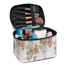 Floral Design Cosmetic Bags Handle Make Up Case Organizer Brush Slots Women and Men