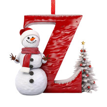 Snowman 26-Letter Christmas Tree Ornaments A-Z, Red Alphabet Hanging Decor, Compatible with DIY Craft