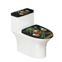 Lucky Hat Beer Pattern Toilet Seat Covers Set of 2 Pcs Set Adjustable Toilet Lid Seat Cover Non-Slip Bathroom Accessories