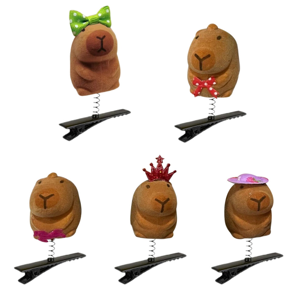 Xinwanna 5Pcs Kids Hairpins Capybara Shape Spring Design Plastic Hair Clips Set Easy to Use Animal Design Hair Accessories (Random,5pcs)